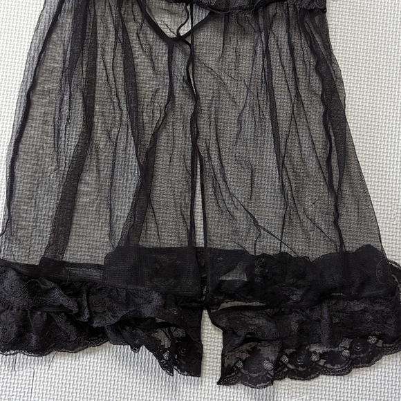 Victoria's Secret Black Lace Mesh Teddy Small Open Front - Picture 3 of 9